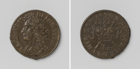 Emergency coin of half a crown of siege of James II, King of England, from April 1690, anonymous, 1690 Canvas Print