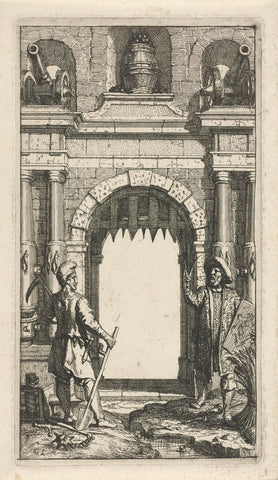 Two Figures in Front of a Gate, Gerard de Lairesse, 1675 Canvas Print