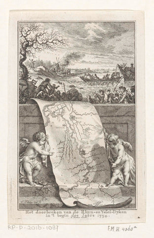 Breakthrough of the Rhine and IJsseldijken, Simon Fokke, 1754 Canvas Print