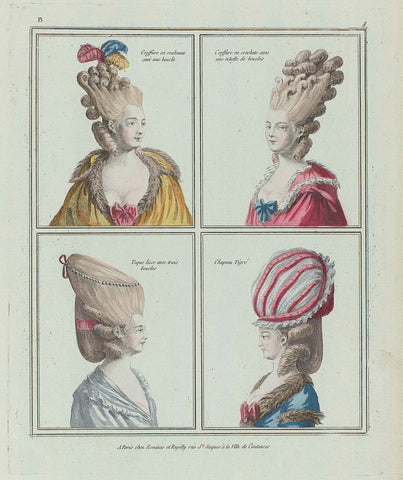 Gallerie des Modes et Costumes Francais, depuis 1776, B 8 : Coeffure en rouleaux (...), anonymous, c. 1776 Canvas Print