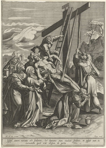 Descent from the Cross, Johann Sadeler (I), 1590 - 1638 Canvas Print