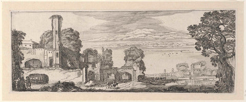 Rivierlandschap met ruïne van een kasteel, Jan van de Velde (II), 1615 Canvas Print