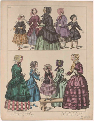 Townsend's Monthly Selection of Parisian Costumes, 1846, No. 1203 : Chapeau de Velours (...), anonymous, c. 1846 Canvas Print