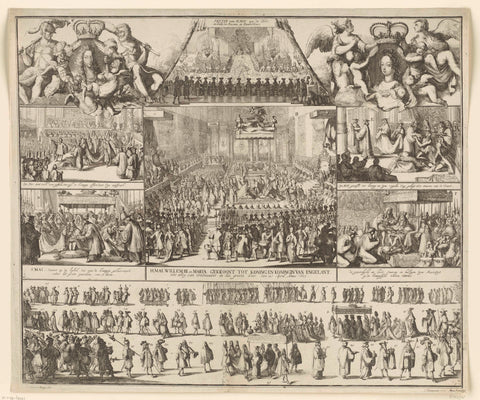 The coronation of William and Mary as King and Queen of England, 1689, Romeyn de Hooghe, 1689 Canvas Print