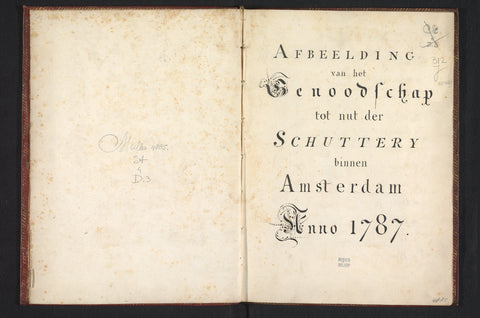 Title page of the album of the uniforms of the Genootschap tot Nut der Schutterij in Amsterdam in 1787, anonymous, 1787 Canvas Print