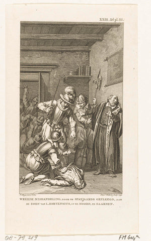 The son of L. Hortensius killed and mutilated by the Spaniards, 1572, Reinier Vinkeles (I), 1790 Canvas Print