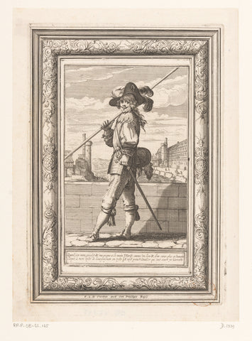 Peak bearer in armor, dressed according to the fashion of ca. 1630, Abraham Bosse, 1639 Canvas Print