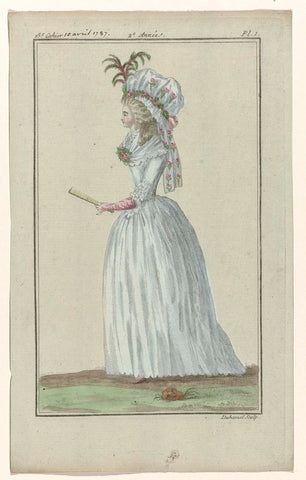 Magasin des Modes Nouvelles Françaises et Anglaises, 10 April 1787, 15th notebook, 2nd year, Pl. 1, A.B. Duhamel, 1787 Canvas Print