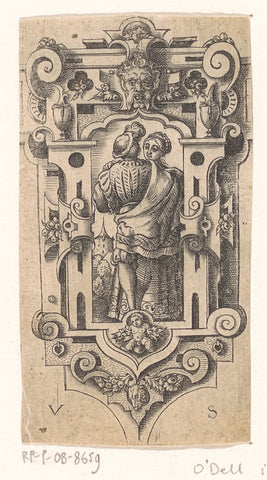 Portion of a scabbard with standing couple, Virgil Solis, 1524 - 1562 Canvas Print