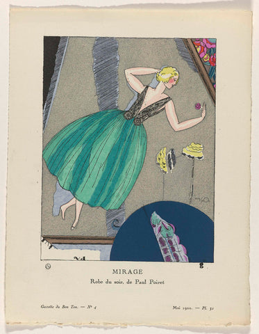 Gazette du Bon Ton, 1920 - No. 4, Pl. 31: Mirage / Robe du soir, de Paul Poiret, Mario Simon, 1920 Canvas Print