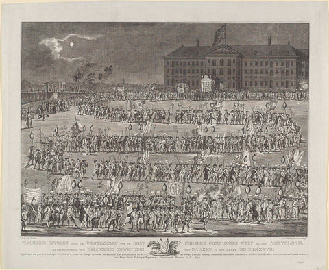 Procession of the workmen of the east India Company yard, 1787, Johan Christoffel Schultsz, 1787 Canvas Print