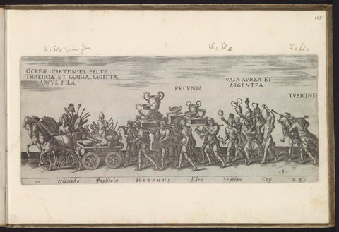 Triumph procession with wagons with spoils of war and men carrying craters with coins, Onofrio Panvinio, 1618 Canvas Print