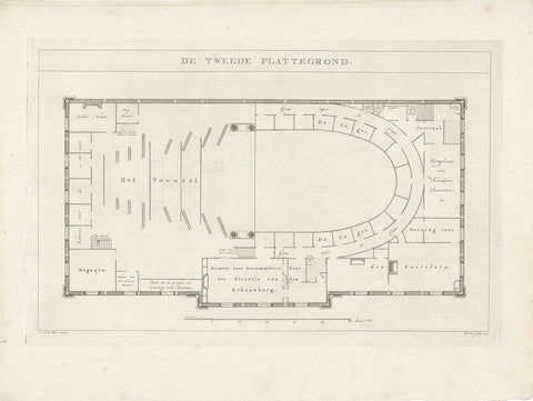 Schouwburg te Amsterdam: tweede plattegrond, 1774, Reinier Vinkeles (I), 1774 Canvas Print