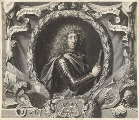 Portrait of Antoine-Armand de Fradet de Saint-Aoust, Gerard Edelinck, 1666–1707 Canvas Print