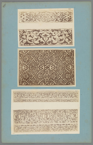 Three photo reproductions of prints with abstract patterns, anonymous, c. 1875 - c. 1900 Canvas Print