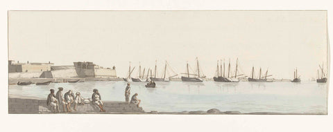 View of reason with ships anchored at Bari, Louis Ducros, 1778 Canvas Print