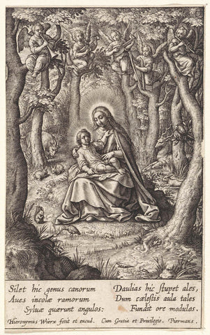 Rest on the Flight into Egypt, Hieronymus Wierix, 1563 - before 1619 Canvas Print