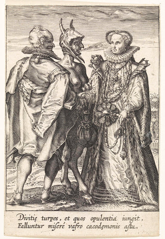 Marriage out of wealth concluded by the devil, Jan Saenredam, 1575 - 1657 Canvas Print