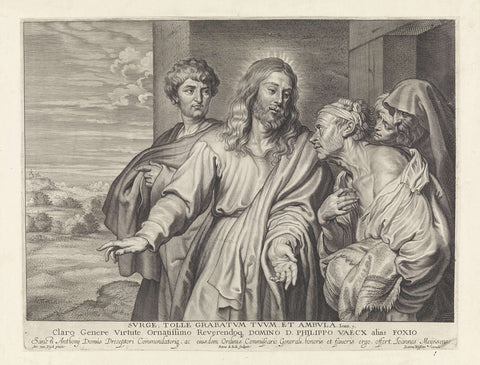 Christ heals a paralyzed, Pieter de Jode (II), 1628 - 1670 Canvas Print