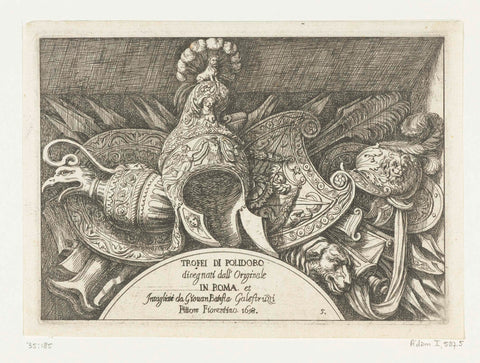 Helmet, crowned by a sitting lion, Giovanni Battista Galestruzzi, 1658 Canvas Print