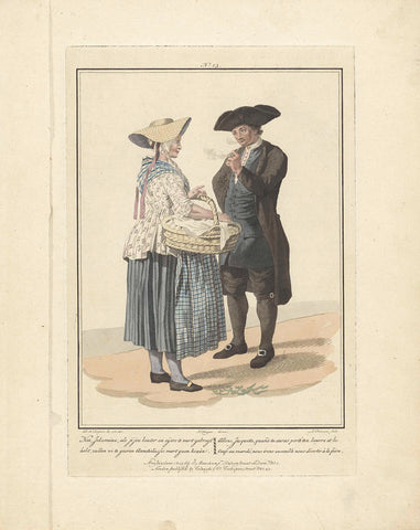 Egg saleswoman and a gentleman, Ludwig Gottlieb Portman, 1803 - 1807 Canvas Print