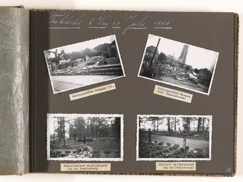 War damage and war graves at Rhenen and the Grebbeberg, anonymous, 1940 Canvas Print