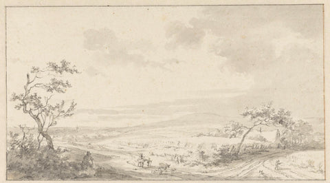 Vast landscape with country road, Jacob Cats (1741-1799), 1751 - 1799 Canvas Print