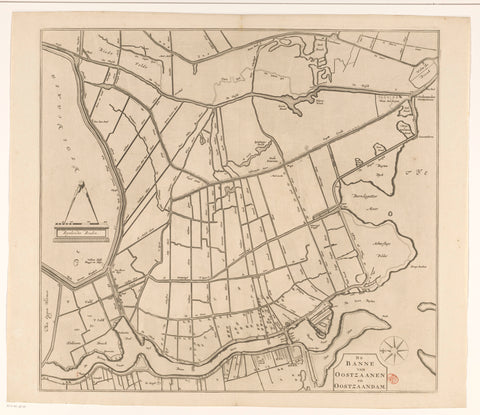 Kaart van de banne Oostzaan en Oostzaandam, anonymous, in or after 1638 - 1699 Canvas Print