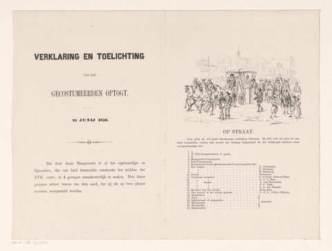 Explanation and legend accompanying first print of Utrecht masquerade in 1856, Willem Pieter Hoevenaar, 1856 Canvas Print