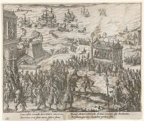 Arrival of the Duke of Anjou in Antwerp, 1582, anonymous, 1613 - 1615 Canvas Print