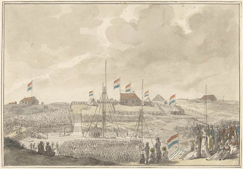 The laying of the first stone for the large lock at Katwijk, 7 August 1805, Franciscus Andreas Milatz, 1805 Canvas Print