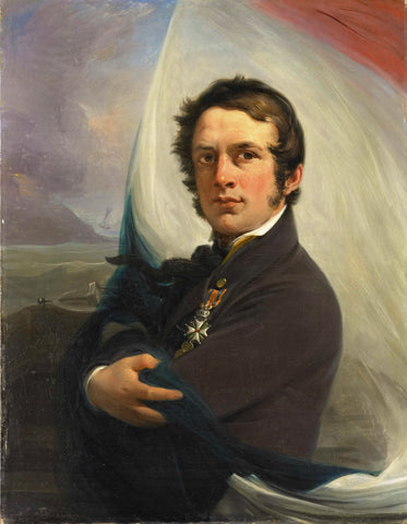 Portrait of Jacob Hobein, Rescued the Dutch Flag under Enemy Fire, 18 March 1831, Jan Willem Pieneman, 1832 Canvas Print