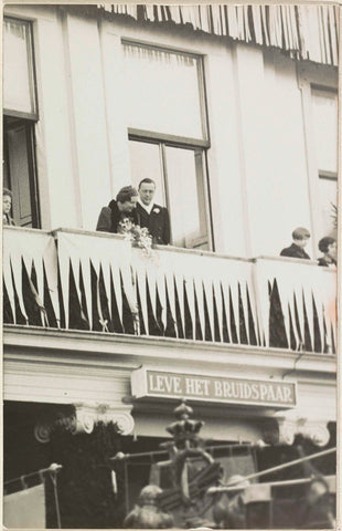 The banns of Juliana, Queen of the Netherlands, and Bernhard van Lippe-Biesterfeld on the balcony of Noordeinde Palace in The Hague on 19 December 1936, anonymous, 1936 Canvas Print