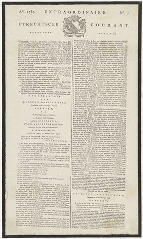 Extra-Ordinaire Utrechtse Courant of 17 May 1787, anonymous, 1787 Canvas Print