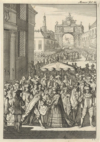 Entry of the Queen in Madrid, Caspar Luyken, 1696 Canvas Print