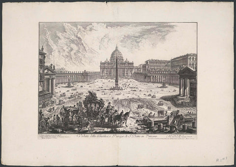 St. Peter's Square with St. Peter's Basilica in Vatican City, Giovanni Battista Piranesi, 1748 - 1778 Canvas Print