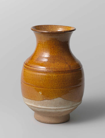 Vase with a ochre yellow glaze, anonymous, c. 907 - c. 1125 Canvas Print