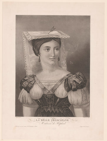 Bust of a woman with a headgear, Philibert-Louis Debucourt, 1821 Canvas Print