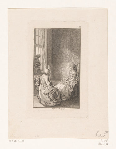 Carl Ferdiner en Julie bij Frau Wilens, Daniel Nikolaus Chodowiecki, 1780 Canvas Print