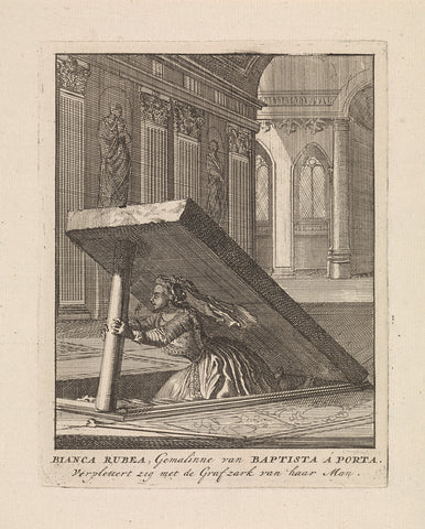 Suicide of Bianca di Rossi, 1253, Jan Luyken, 1699 Canvas Print