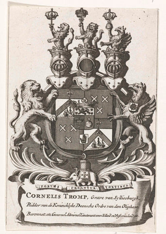 Coat of arms of Cornelis Tromp, 1692, anonymous, 1692 - 1749 Canvas Print