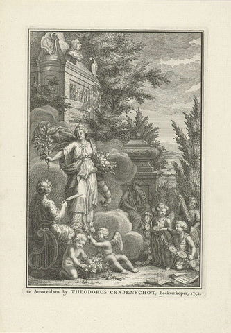 Vrede overhandigt Poëzie een olijftak, Jan Caspar Philips, 1752 Canvas Print