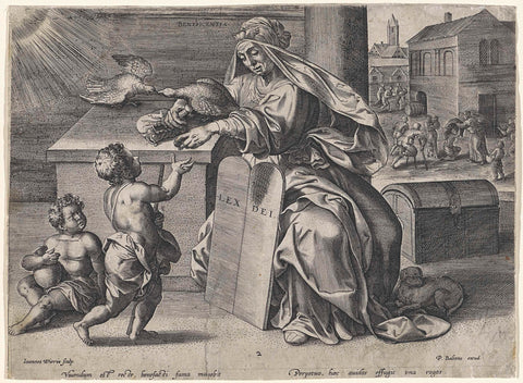 Allegory on Mercy, Johannes Wierix, 1559 - before 1580 Canvas Print