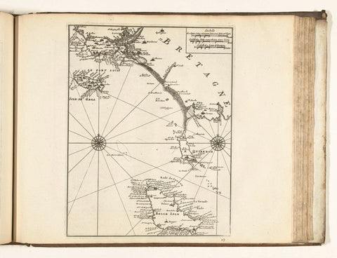 Map of the south coast of Brittany between Port-Louis and Belle Ile, 1726, anonymous, 1726 Canvas Print