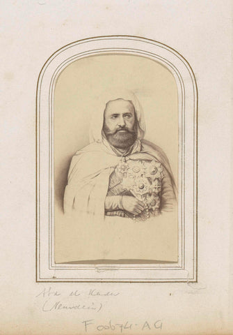 Photo reproduction of (presumably) a drawn portrait of Abd-el-Kader, Algerian freedom fighter, Étienne Neurdein, 1863 - 1880 Canvas Print