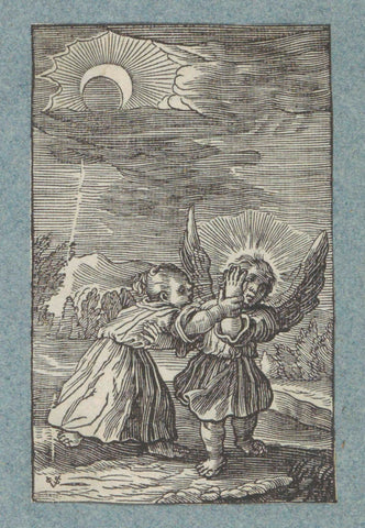 Child and angel at solar eclipse, Christoffel of Shechem (II), 1628 Canvas Print