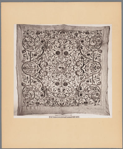 Embroidery of silk on linen in floral motifs, anonymous, c. 1875 - c. 1900 Canvas Print