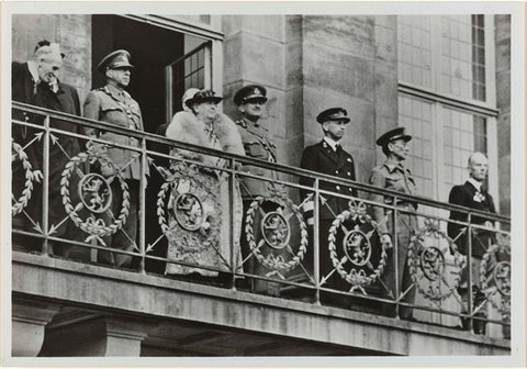 Wilhelmina, Queen of the Netherlands, on the balcony of the Royal Palace on Dam Square in Amsterdam at the liberation celebrations on 28 June 1945, Noordhoff. E.J., 1945 Canvas Print