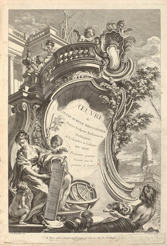 Title print for an oeuvre catalogue of designs by Juste Aurèle Meissonnier, Pierre Alexandre Aveline, Juste Aurèle Meissonnier, 1738 - 1749 Canvas Print