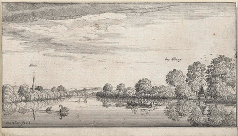 Riviergezicht te Shere, Wenceslaus Hollar, 1645 Canvas Print